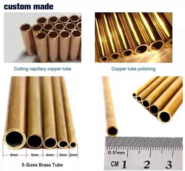 0.2-120mm Hollow Brass Tube H59 H62 1mm 2mm 1.5mm 1.2mm 0.8mm Thick Wall for Drilling Machine