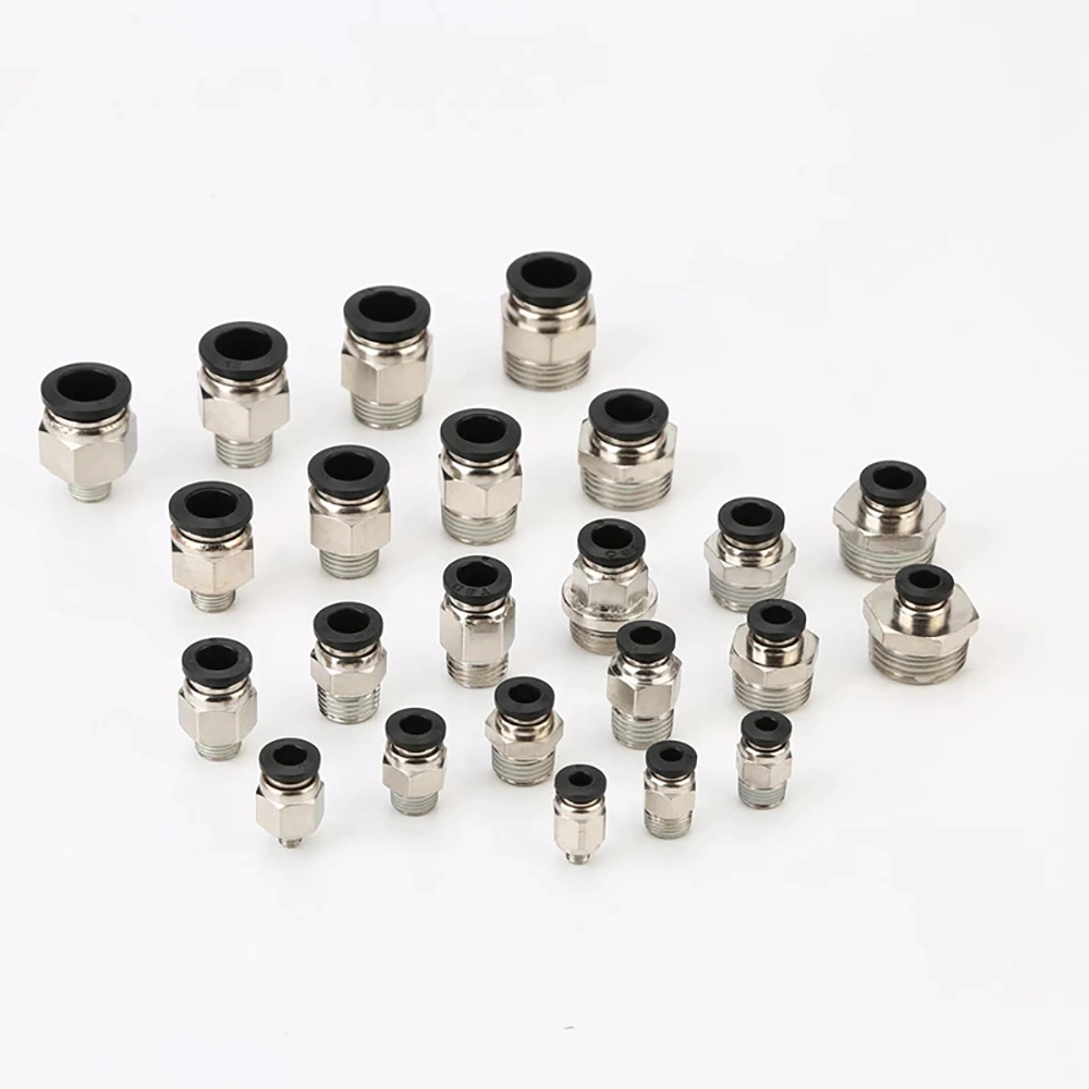 PC Pneumatic Straight Male NPT Threaded Quick Connect Air Tube Connector Copper Brass Push Fit in Pneumatic Pipes Tube Fittings