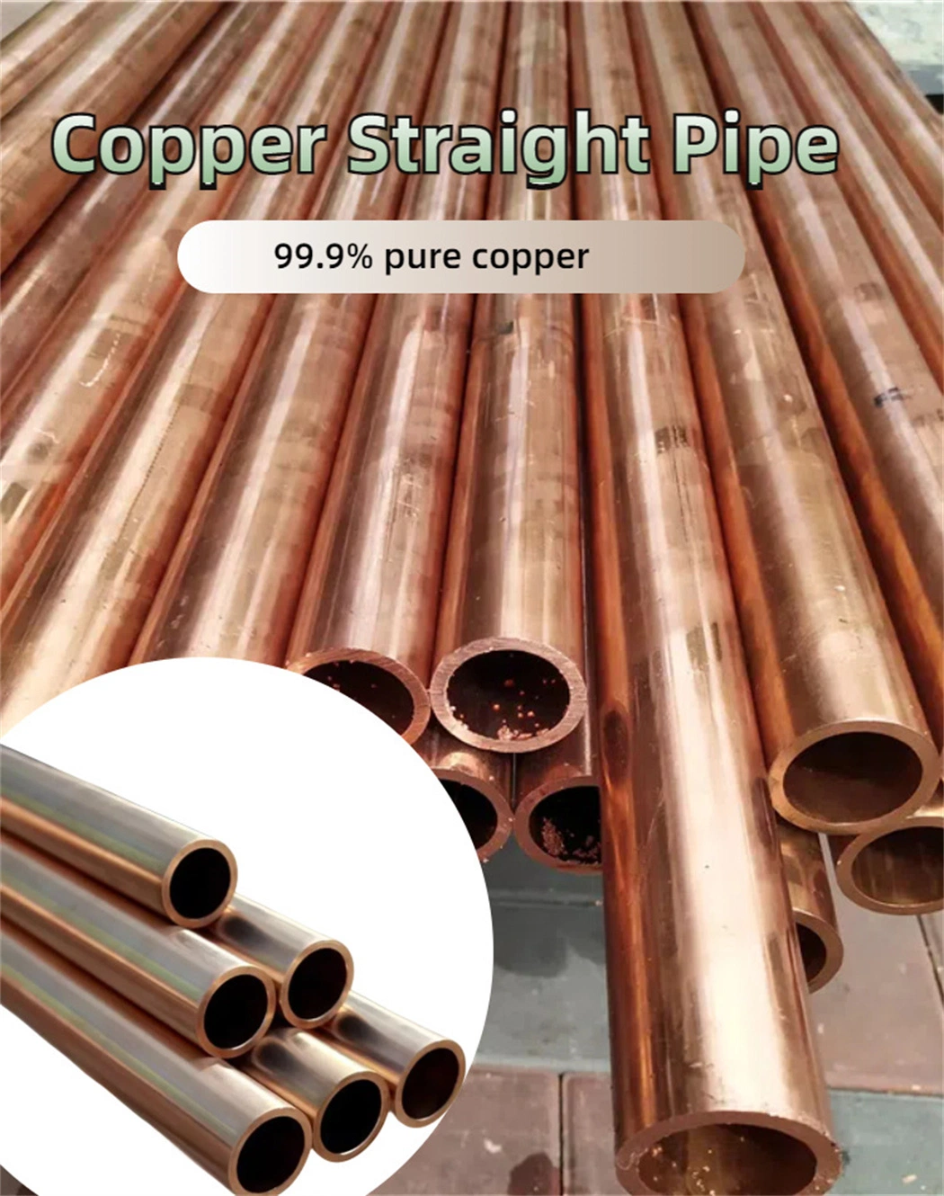 50mm 60mm 10mm Copper Tube and Pipe Copper Heat Pipe