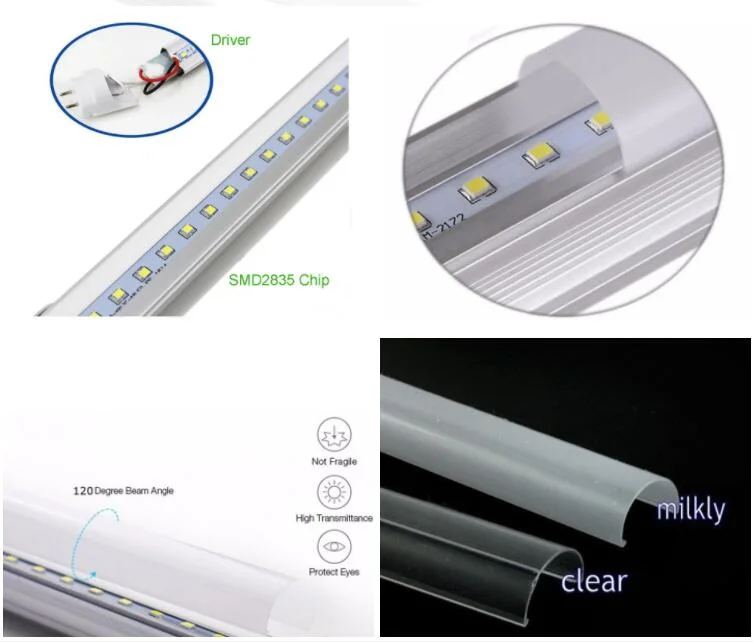 T8 LED Tube 1.2m Garage Factory Office Aluminum Plastic Daylight T8 Split Tube