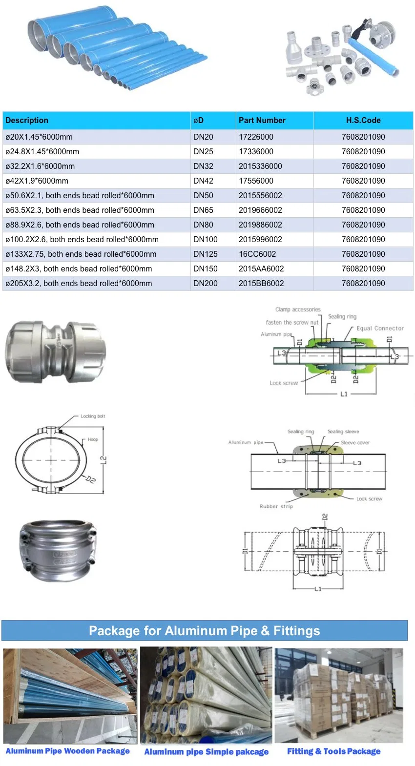 DN 50mm Diameter Aluminum Pipe Smart Connecting Pipe Compressed Air Piping