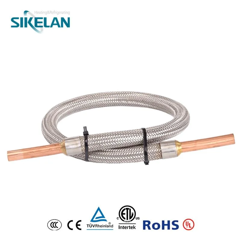 Copper End Stainless Steel Vibration Absorber Braided Pipe for Refrigeration