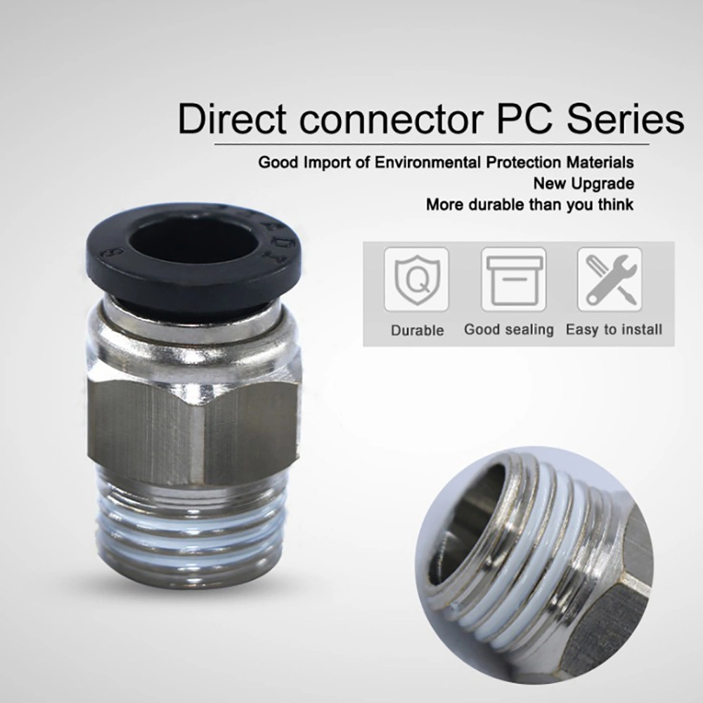 PC Pneumatic Straight Male NPT Threaded Quick Connect Air Tube Connector Copper Brass Push Fit in Pneumatic Pipes Tube Fittings