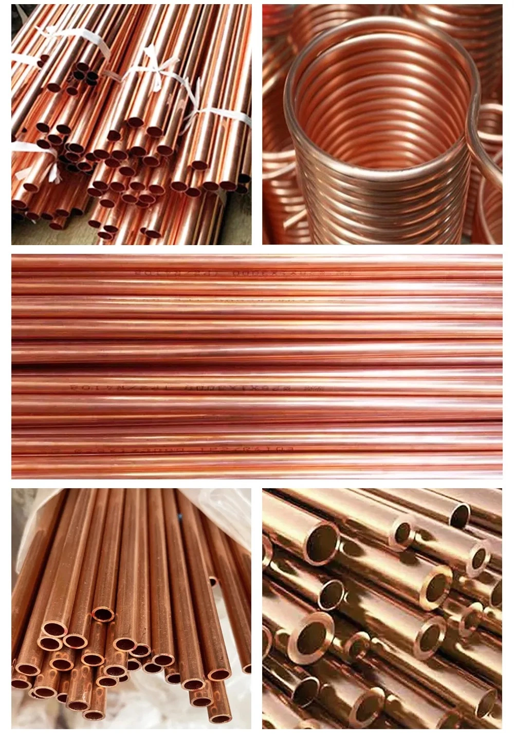 Copper Tube C10100 C10200 C11000 99.9% Pure Lengths Refrigeration for Water Supply