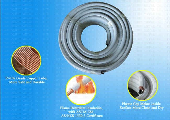 30 Mtr Insulated Pair Coil Copper Tube with Flame Retardant Insulation Pipe