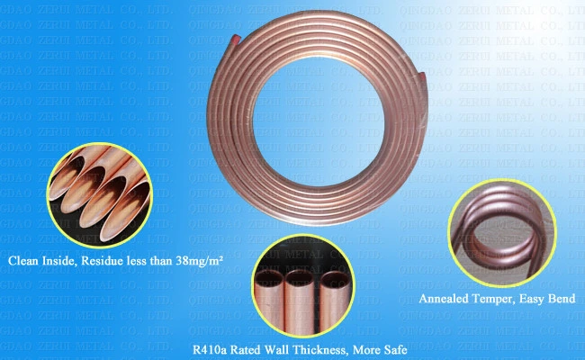 Air Conditioner Annealed Cooper Tubing in Copper Pipe Roll ASTM B280 Standard