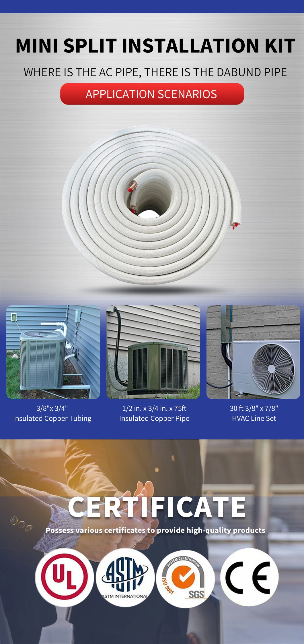 Refrigeration Pre Insulation White Kit PE Copper Tubing for Refrigerator