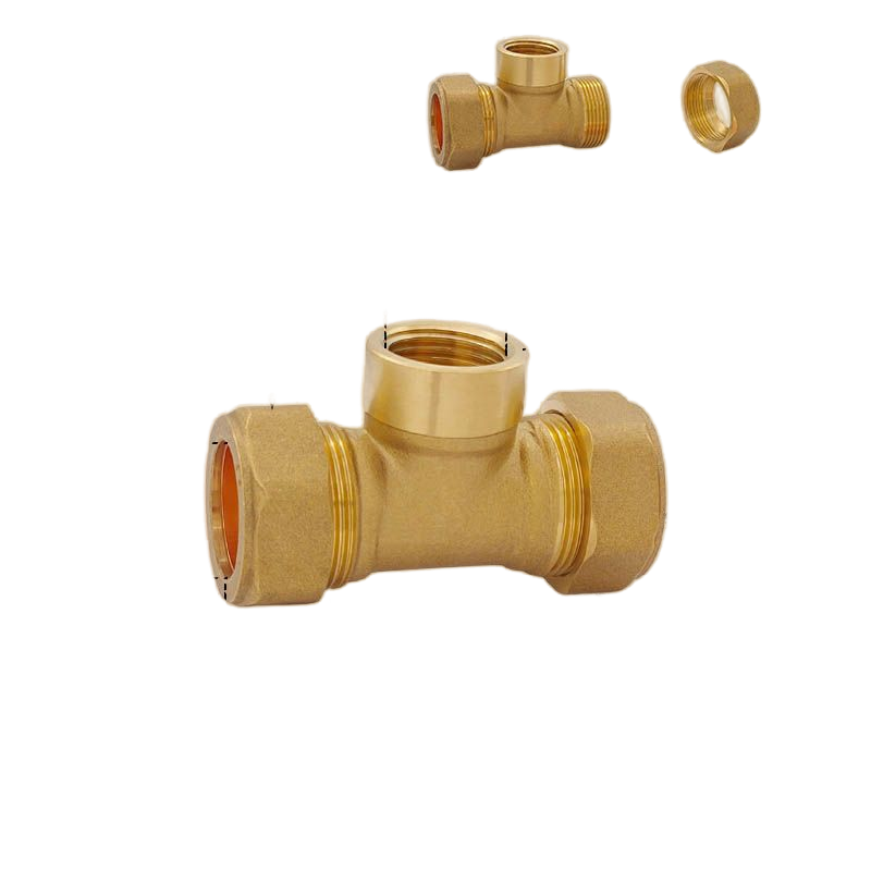 Brass Pipe Fittings Copper Tube Ferrule Tee Female Wire Adapter Refrigeration Heat Pipe