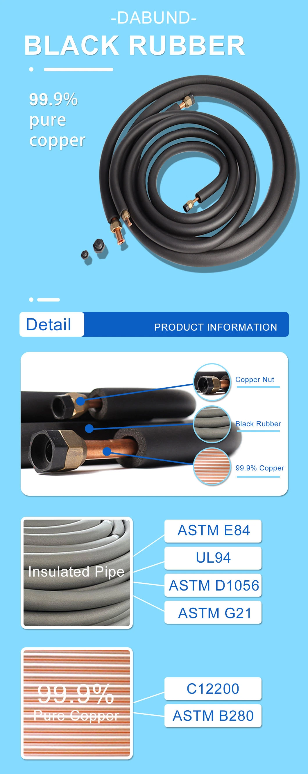 Premium Black Rubber Copper Tubing