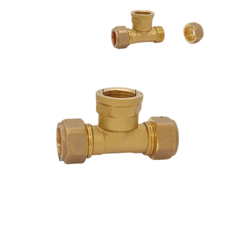 Brass Pipe Fittings Copper Tube Ferrule Tee Female Wire Adapter Refrigeration Heat Pipe