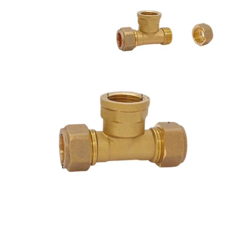 Brass Pipe Fittings Copper Tube Ferrule Tee Female Wire Adapter Refrigeration Heat Pipe