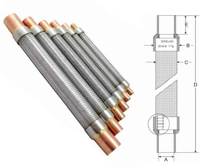 Cleaned Dehydrated Refrigeration Parts Flexible Vibration Eliminator Pipes