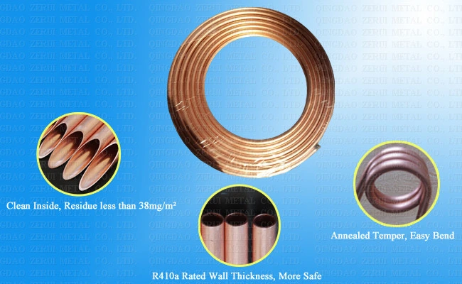 60FT Seamless Pancake Coil Copper Tubing for Water and Gas