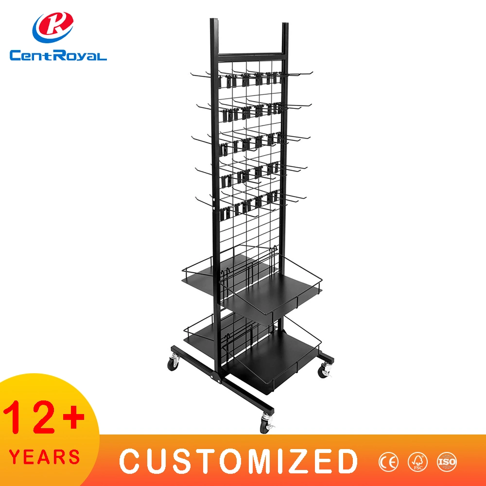 Custom Metal Wire Mesh Hook Supermarket Jewley Display Stand Hanging Items Custom Metal Interlocking Retail Display Stand Floor Stand Potato Chips Display