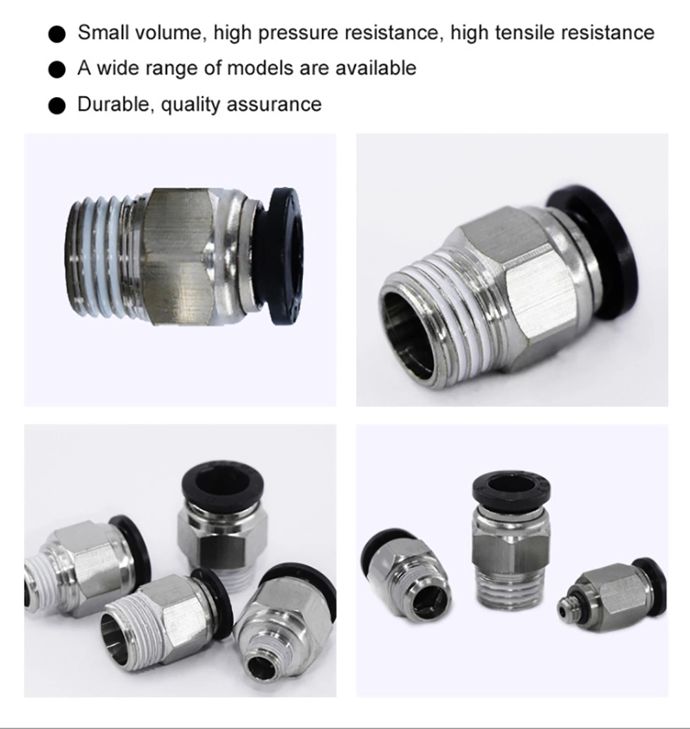 PC Pneumatic Straight Male NPT Threaded Quick Connect Air Tube Connector Copper Brass Push Fit in Pneumatic Pipes Tube Fittings