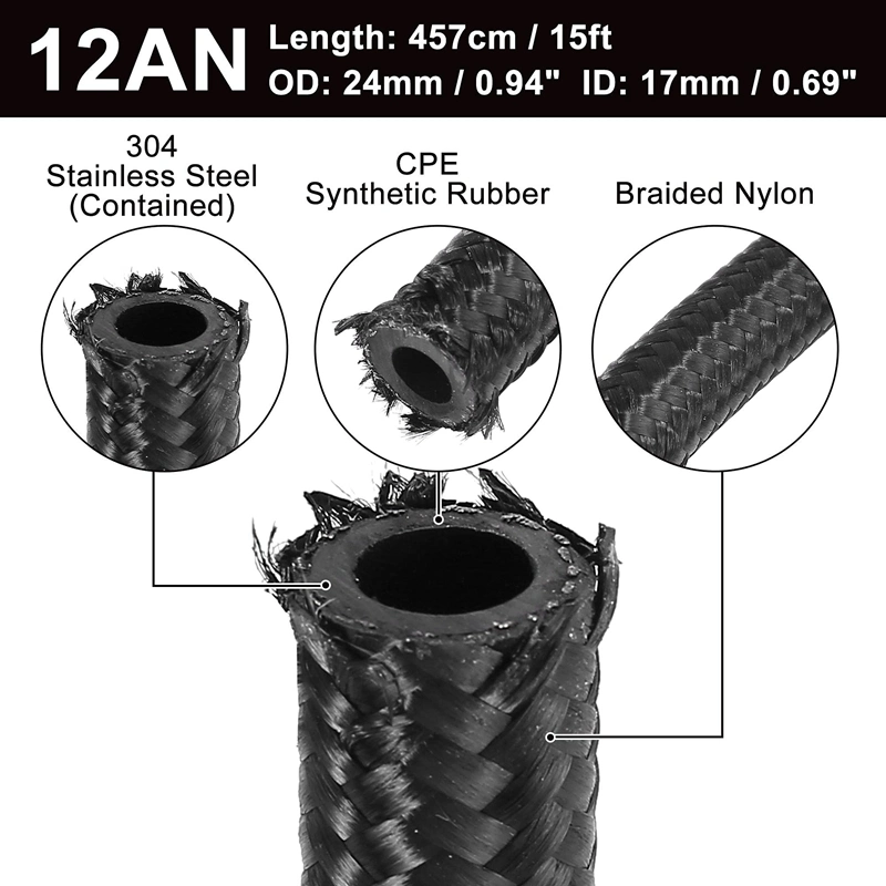 Tansky 30meter/Roll An4 An6 An8 An10 An12 Fuel Line Cotton Over Braided Fuel/Oil Hose Pipe Tubing