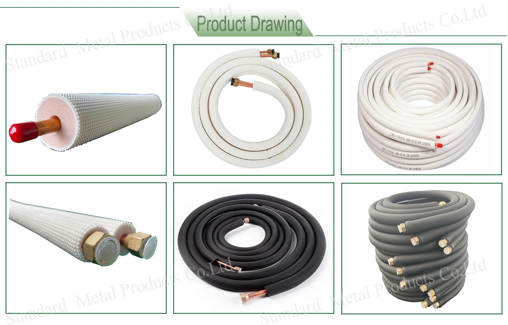 Insulated Copper Aluminum Pipes 1/4 &amp; 3/8 for Ductless Mini Split Air Conditioner Heat Pump System