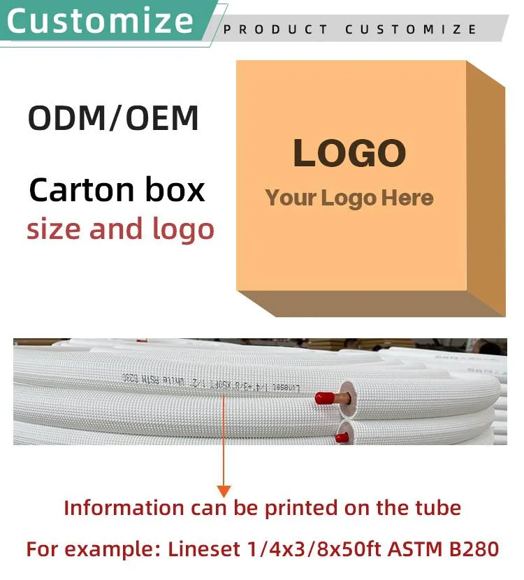 Cu-DLP Copper Pipe Split Conditioning Parts Pair Coil Line Set AC Installation Kit Insulated Copper Tube