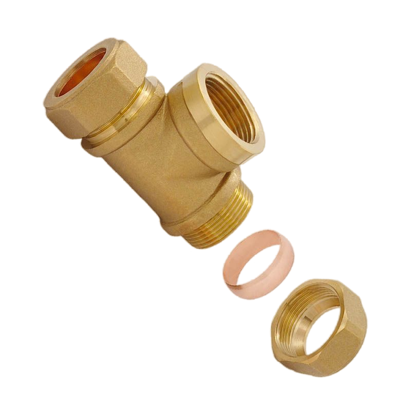 Brass Pipe Fittings Copper Tube Ferrule Tee Female Wire Adapter Refrigeration Heat Pipe