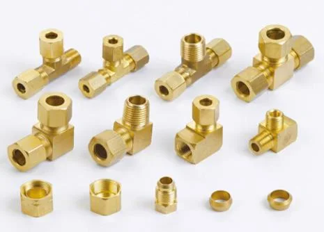 Pneumatic Quick Coupler Compression Copper Brass Aluminum Thermoplastic Tubing Brass Insert