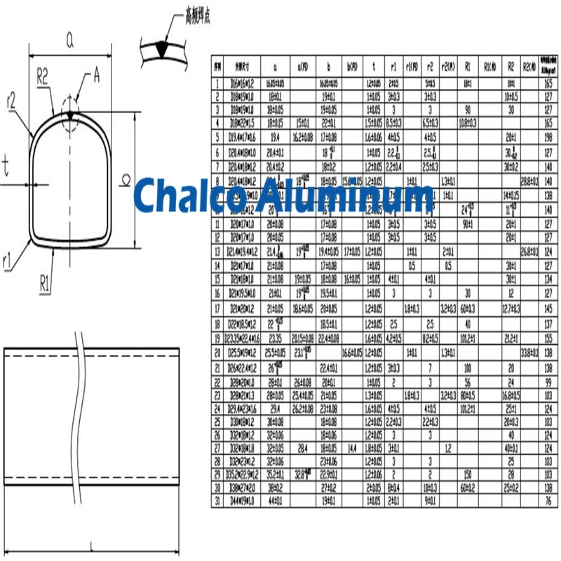 Aluminium Extruded D-Type Condenser Header Piping Tubing