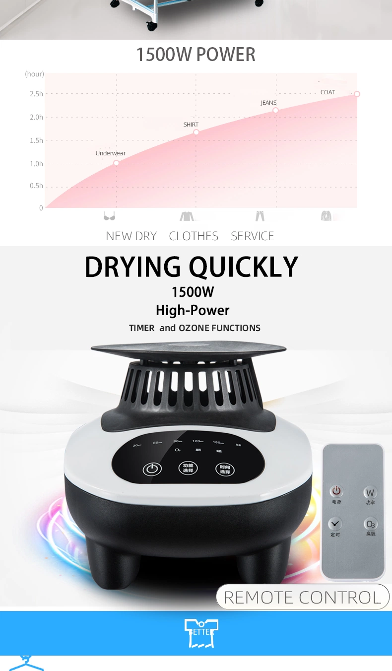 Home Use Clothes Dryer Electric Clothes Dryer with Timer and Ozone Function Folding Electric Clothes Dryer Aluminum Tubes Laundry Machine with Remote Control