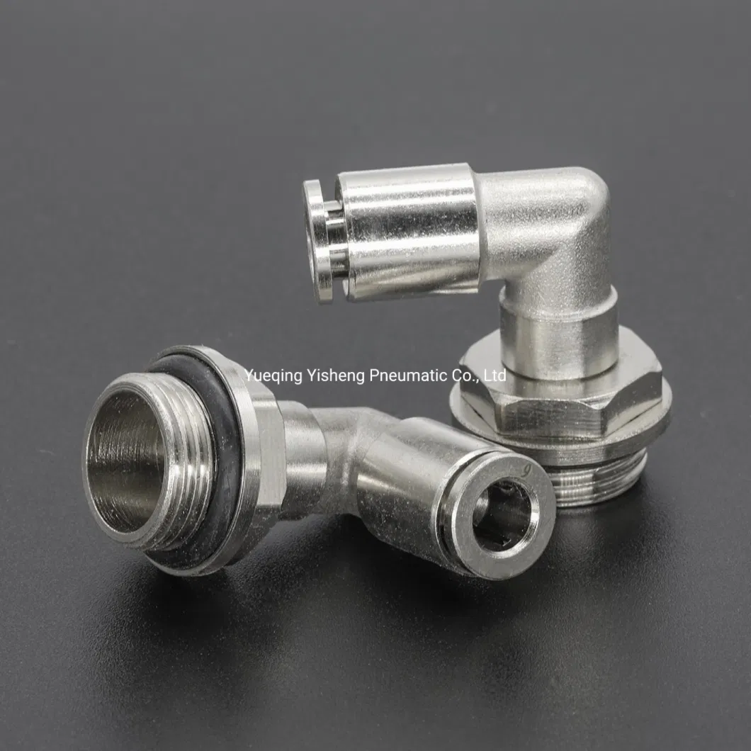 Pl4-04 Pl Series G-Thread 2 Way Pneumatic Fittings L Type Copper Locking Tube Fittings Air Hose Quick Connect Male Thread Elbow Air Fitting