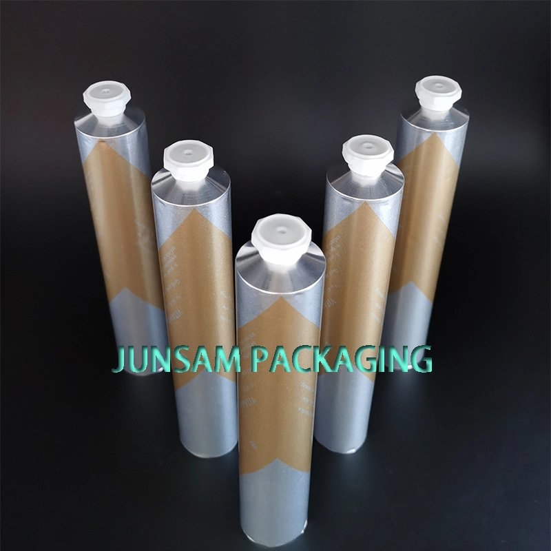 Stock 100ml 3oz Aluminum Plain Cosmetic Open Tip Aluminum Collapsible Tube with White Octagonal Lid