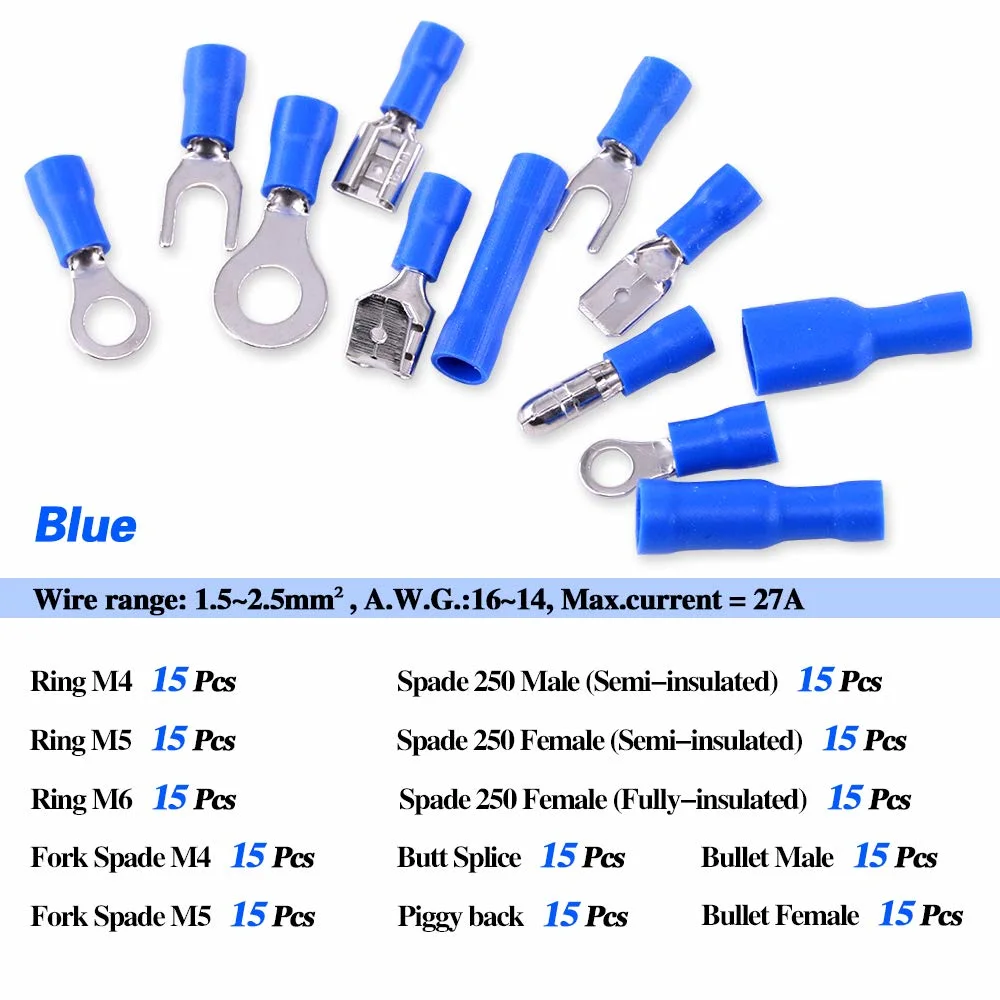 Copper Brass Circular Eye Wire Tube Compression Cord End Insulated Terminals Jointing Ferrule Fitting Connectors