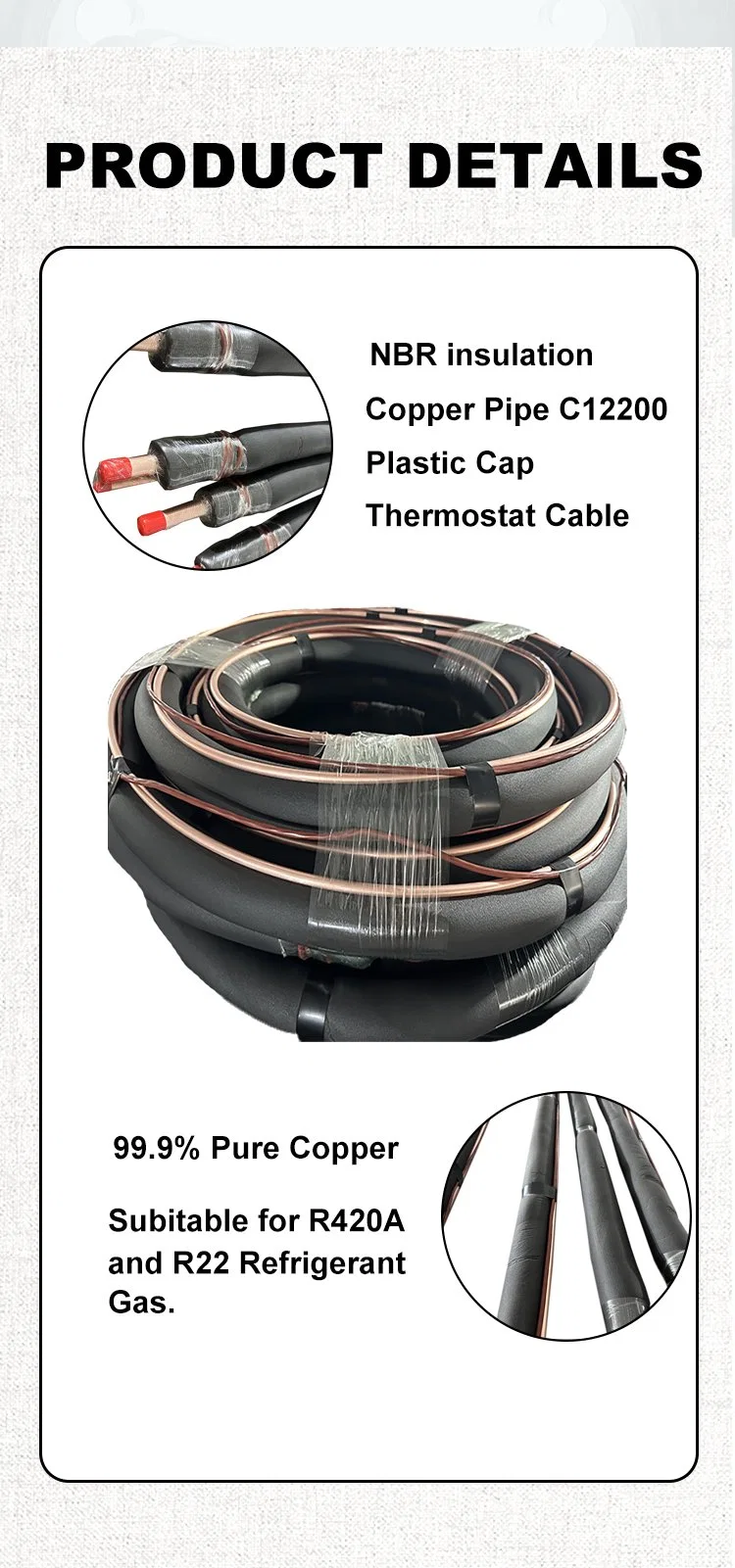 Rubber Insulated Copper Tubing for Air Conditioning