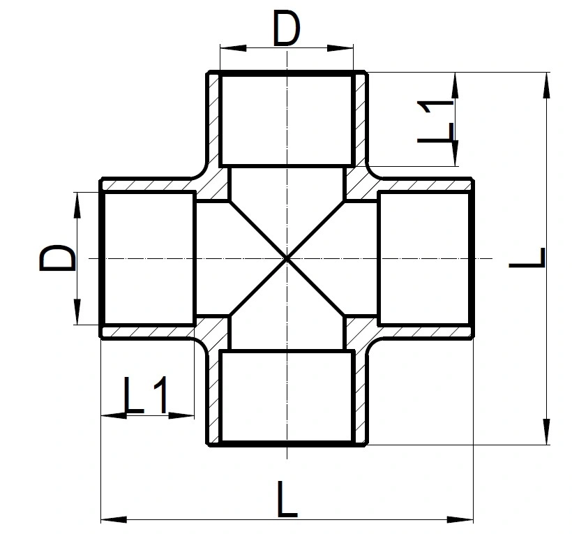 15mm Brass Equal Cross Copper Tube Fitting