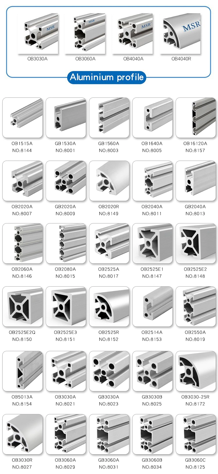 Ob4040 Aluminum Profile Aluminum Extruded Tubing/Exclusion for Accessories/Assembly Parts/Accessories for Automation Equipment/Precision CNC Machining