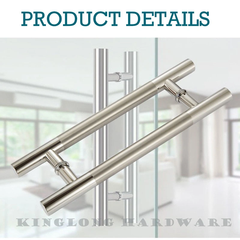 Glass Door Handle Stainless Steel Thickened Rose Gold Black Titanium Sliding Door Wooden Door Handle Square Tube