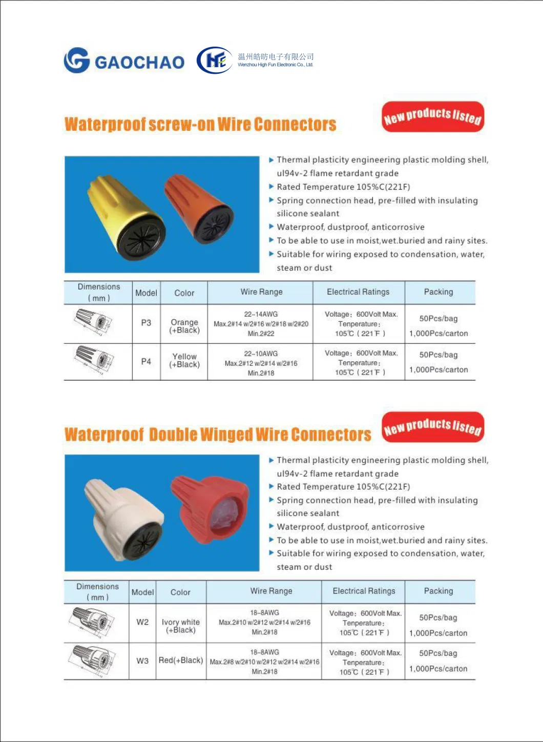 CE2 High Temperature Closed Terminal PA66 Wire Crimp End Cap CE2X Nipple Terminal Connector 750&ordm; C Nylon 66 with Copper/Aluminum Tube