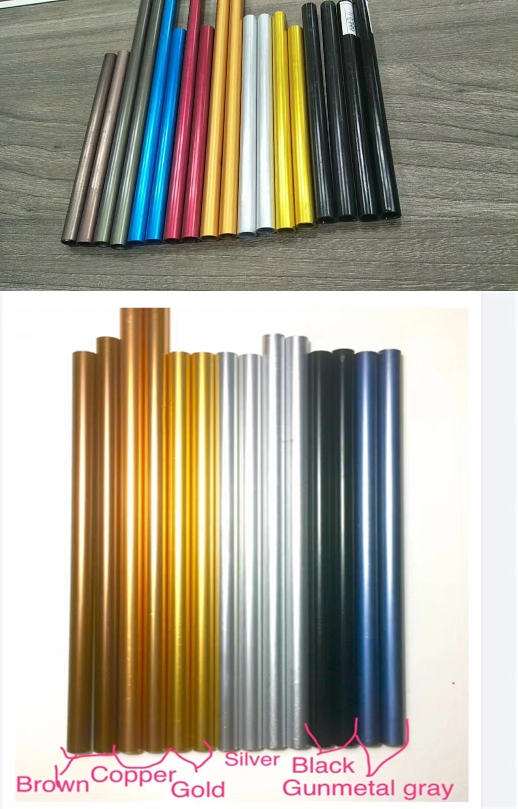 China Factory Customized Color Gold Aluminium 6061 6063 7075 Anodized Aluminum Pipes and Seamless Tubes Extruded Hollow Manufac