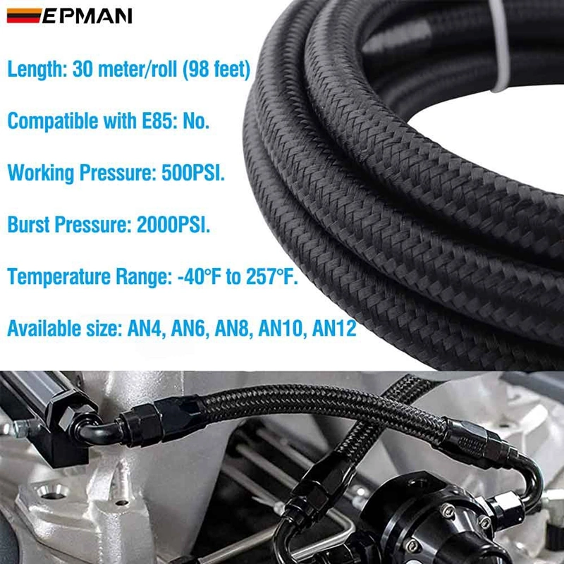 Tansky 30meter/Roll An4 An6 An8 An10 An12 Fuel Line Cotton Over Braided Fuel/Oil Hose Pipe Tubing