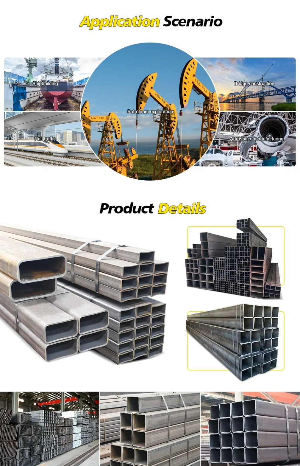 Stainless Mild Carbon Steel Aluminum Copper Brass Inconel Monel Alloy Steel Square and Rectangle Pipe Piping Tube