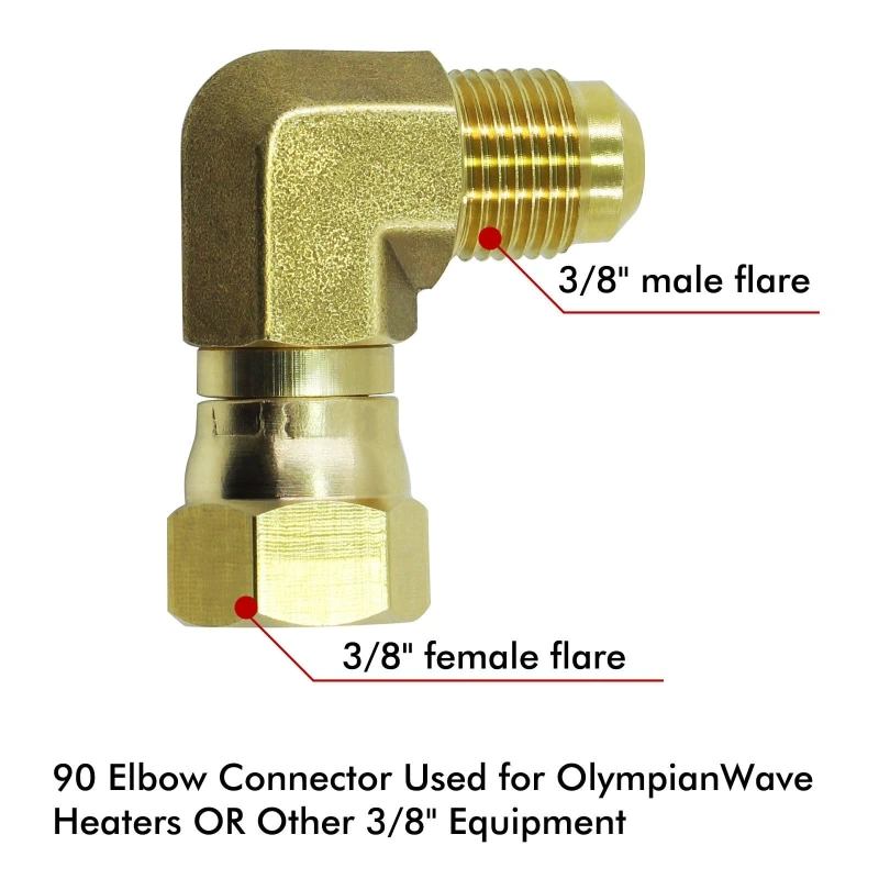 90 Elbow Connector Used for Olympian Wave Heaters or Other 3/8&quot; Equipment