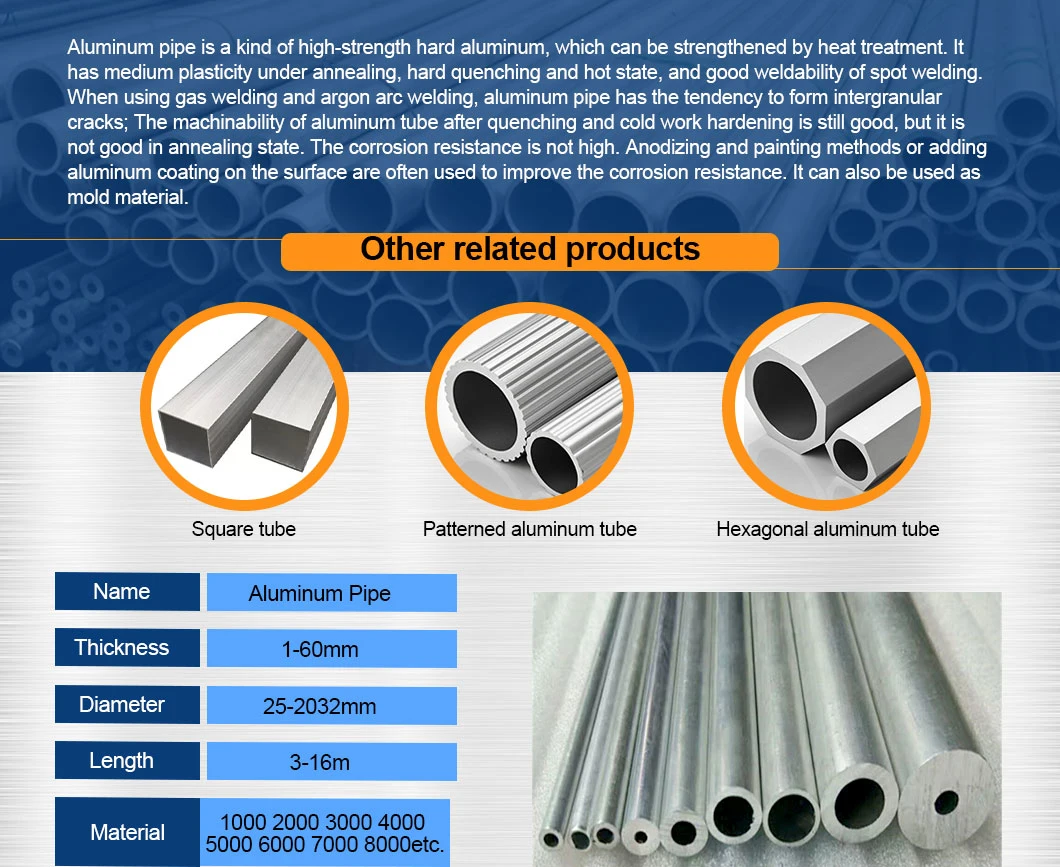 Small Diameter Thick Wall Aluminum Round Tube 1060 1100 3003 5083 6061 8011 for Different Use