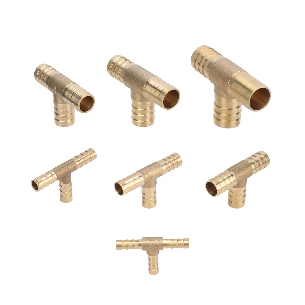 3-Way T-Shape Brass Barb Pipe Hose Fitting 6/8/10/12/14/16/19mm Pipe Port Copper Pagoda Water Tube Fitting