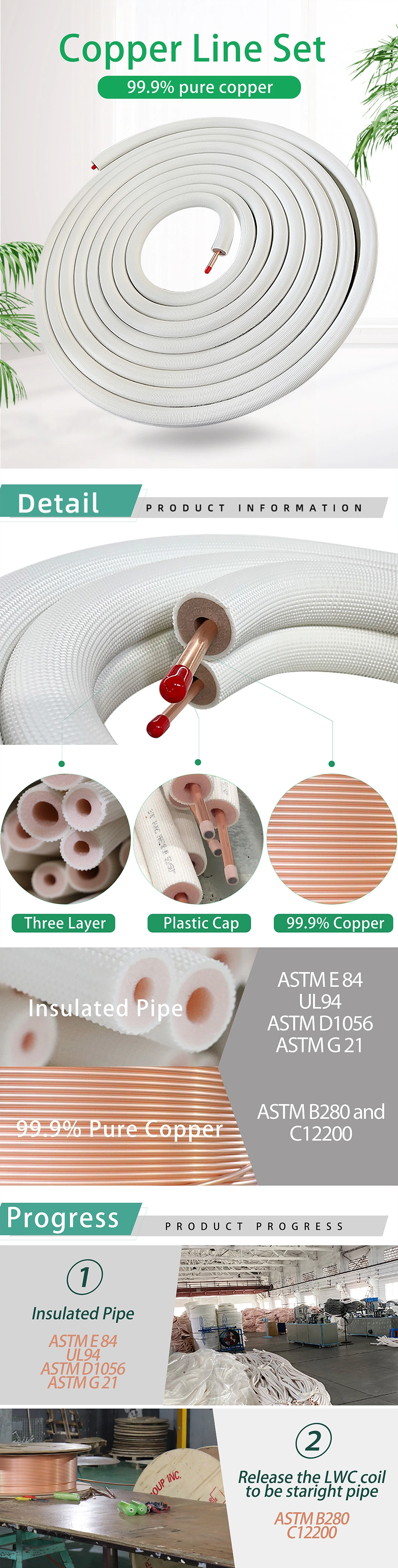 HVAC Line Set Air Conditioner Parts Insulation Copper Tubing