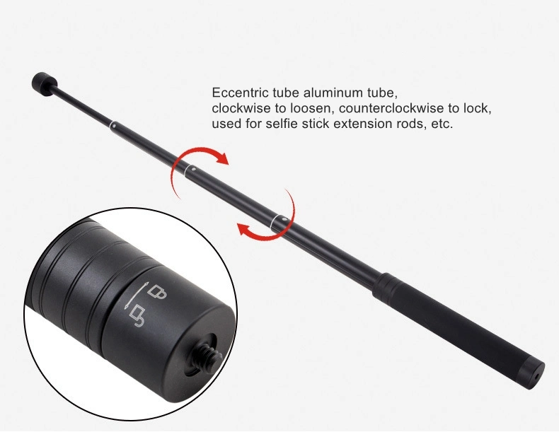 Factory Custom Monopod Selfie Stick Telescopic Pole Anodized Black Extension Aluminum Alloy Tube