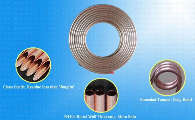 Pancake Coiled Pipe Copper Water Tube Soft Annealed