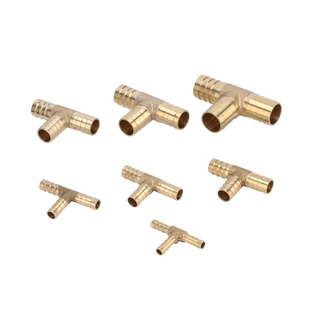 3-Way T-Shape Brass Barb Pipe Hose Fitting 6/8/10/12/14/16/19mm Pipe Port Copper Pagoda Water Tube Fitting