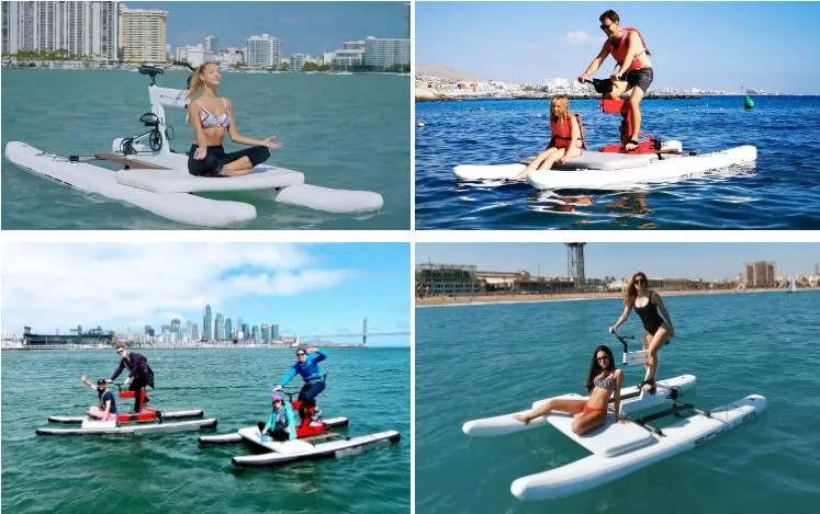 Wholesale Drop Stitch Material Inflatable Water Bike Floating Sea Pedal Bicycle Boat