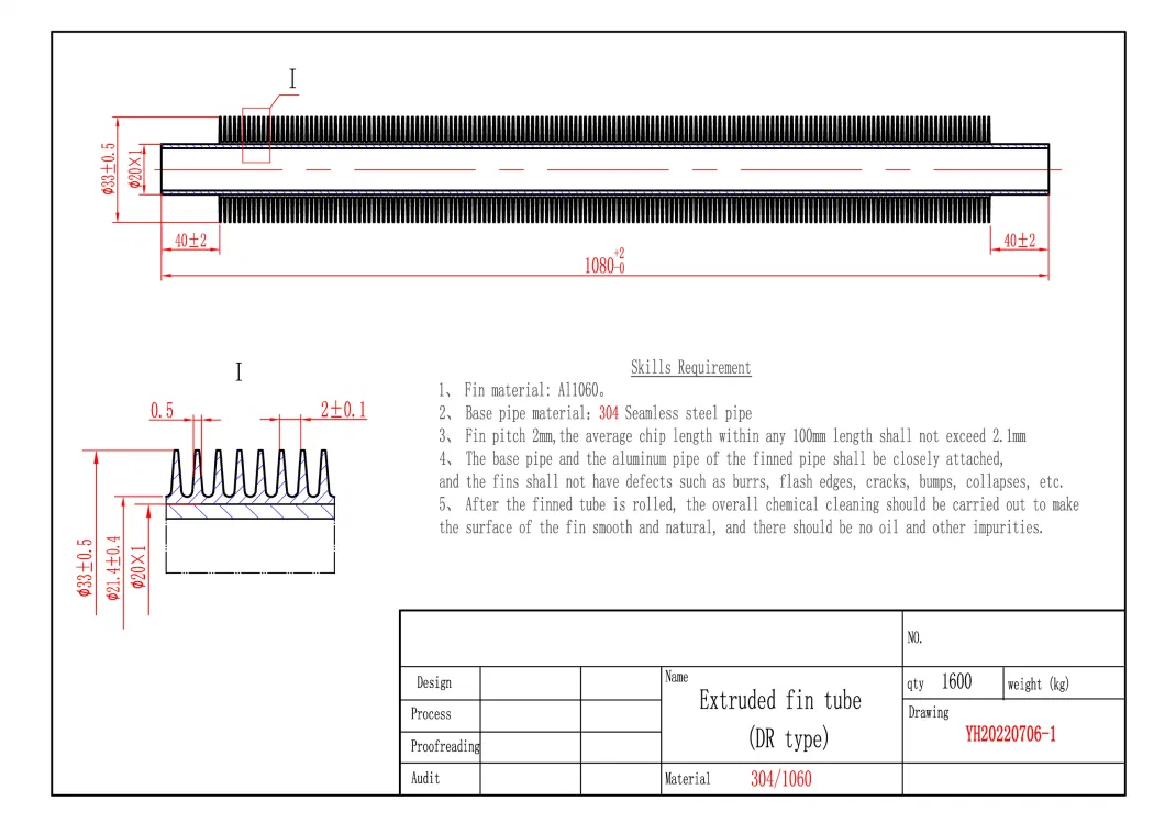 Industrial Fin Tube Type Heat Transfer Stainless Steel Copper Finned Aluminum Tube