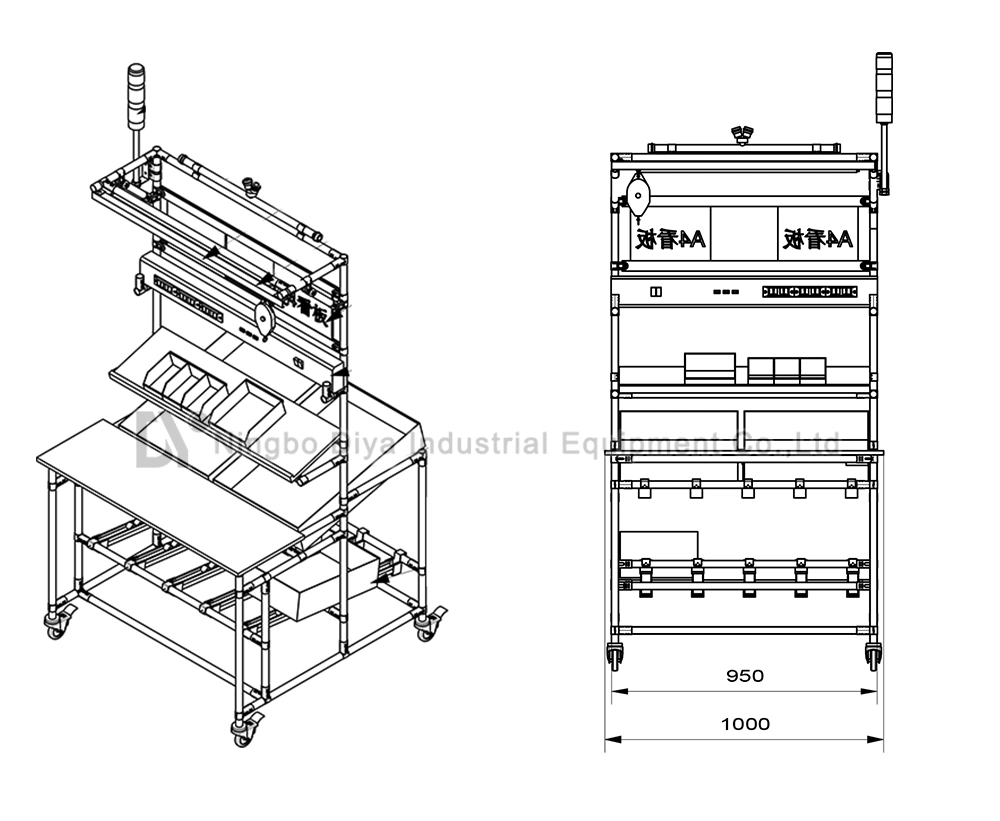 Gray Lean Pipe Assembly Worktable with Roller Track Production Table