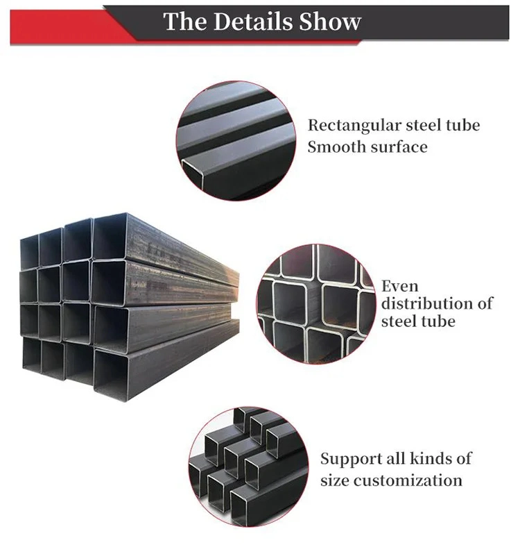 Steel Black Square Tube Ms Steel Square Tube 4X4 Weight Metal Tubing Square Tube