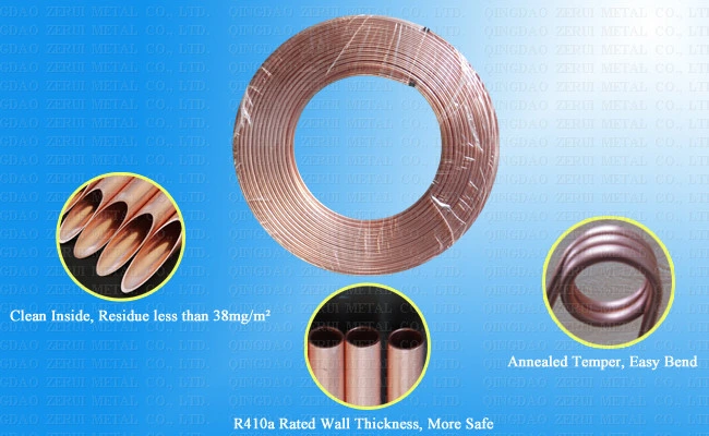 8mm Seamless Soft Annealed Copper Tube for Sanitary