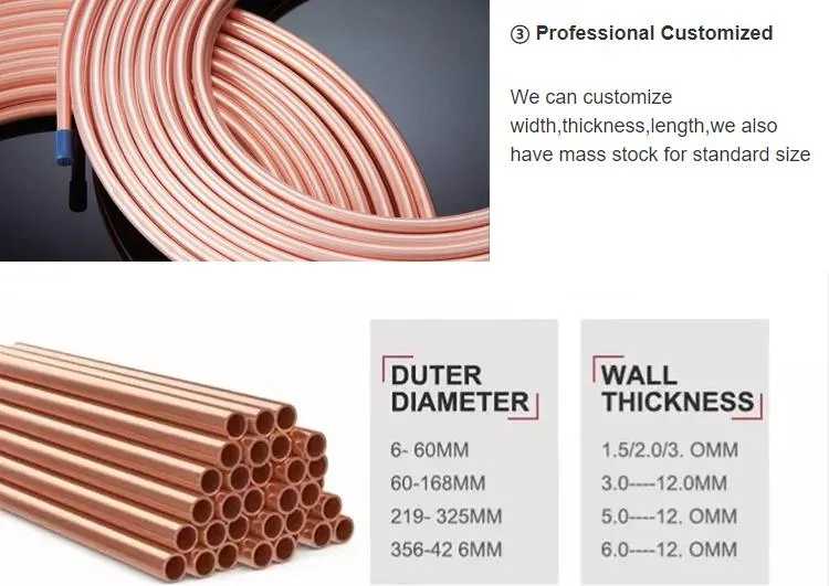 Durable Versatile Various Sizes Flexible Seamless Round Shape Heat Insulated Copper Tube Pipe